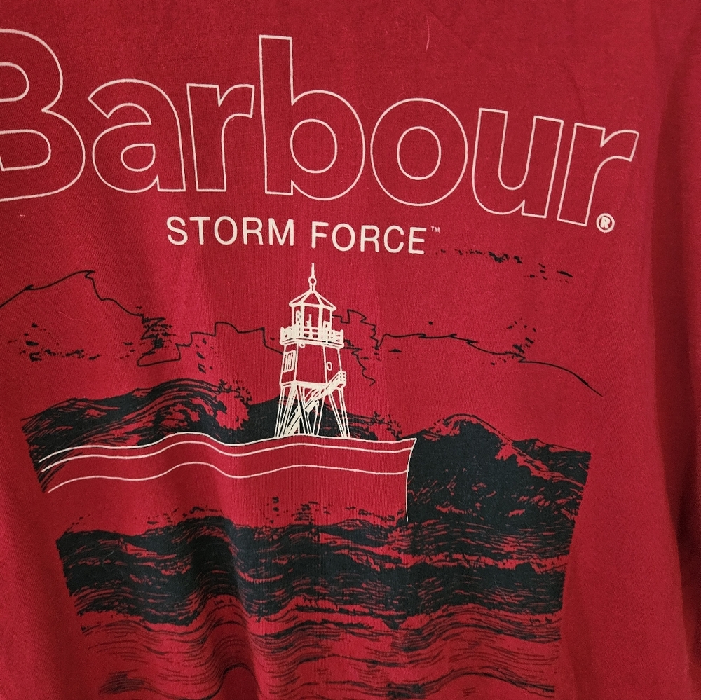 Barbour Red 'Storm Force' Lighthouse Graphic Tee Nwt Xxl CL0052 - Picture 6 of 7